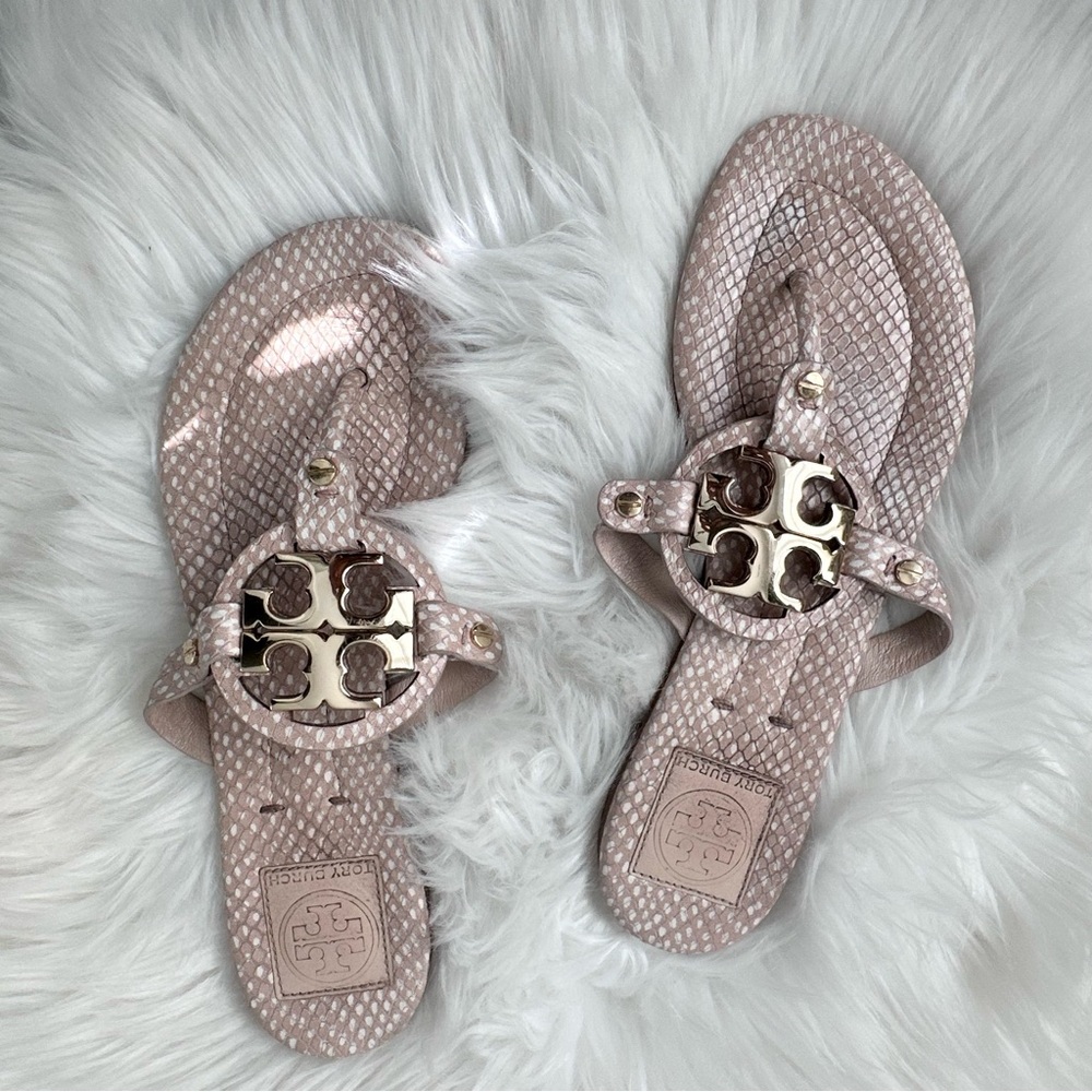 Tory Burch Metal Miller Snake-Embossed Sandals